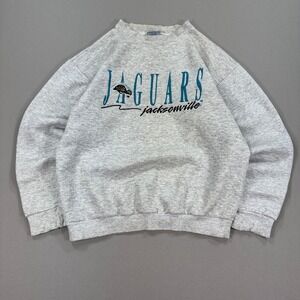 Vintage 90s Jacksonville Jaguars Sweatshirt Logo 7 Men's Medium Gray Made In USA